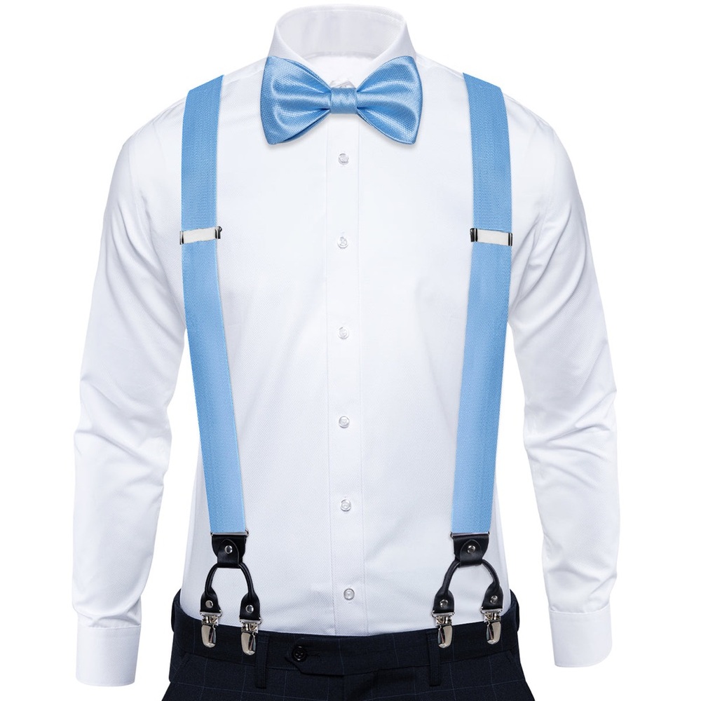 Blue and White Suspenders Set
